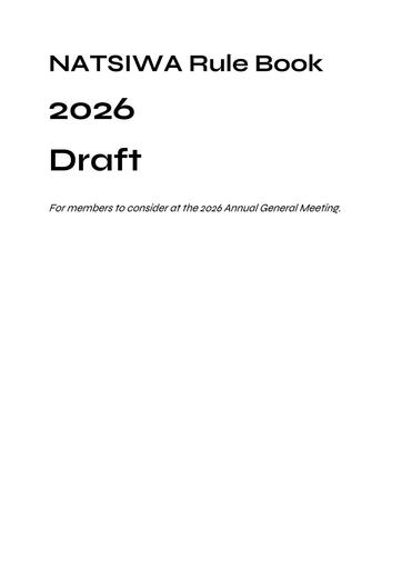 NATSIWA Rule Book 2026 Review Draft for AGM 2026