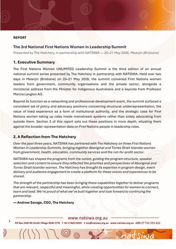 First Nations Women In Leadership Summit Report May 2026