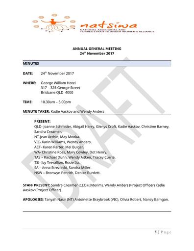 Annual General Meeting minutes October 2017