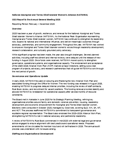 NATSIWA CEO Report AGM 2025