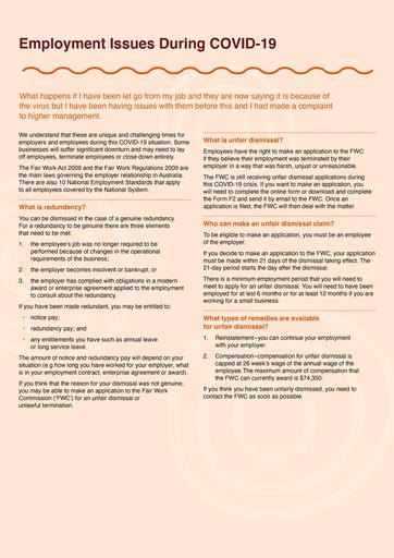 Employment Issues During Covid 19