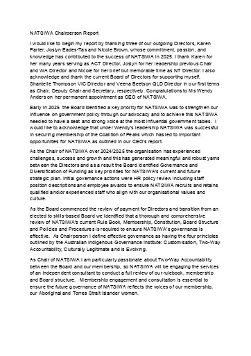 NATSIWA Charirperson Report 2025