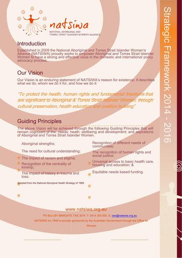 NATSIWA Inc Strategic Framework 2014 to 2016