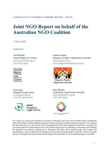 Report UPR 2025 26 Joint NGO Australia Submission