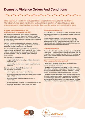 Domestic Violence Orders And Conditions