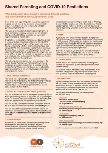 Shared Parenting and COVID-19 Restrictions